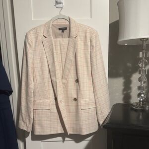 Women's Plaid Pant Suit - Cream